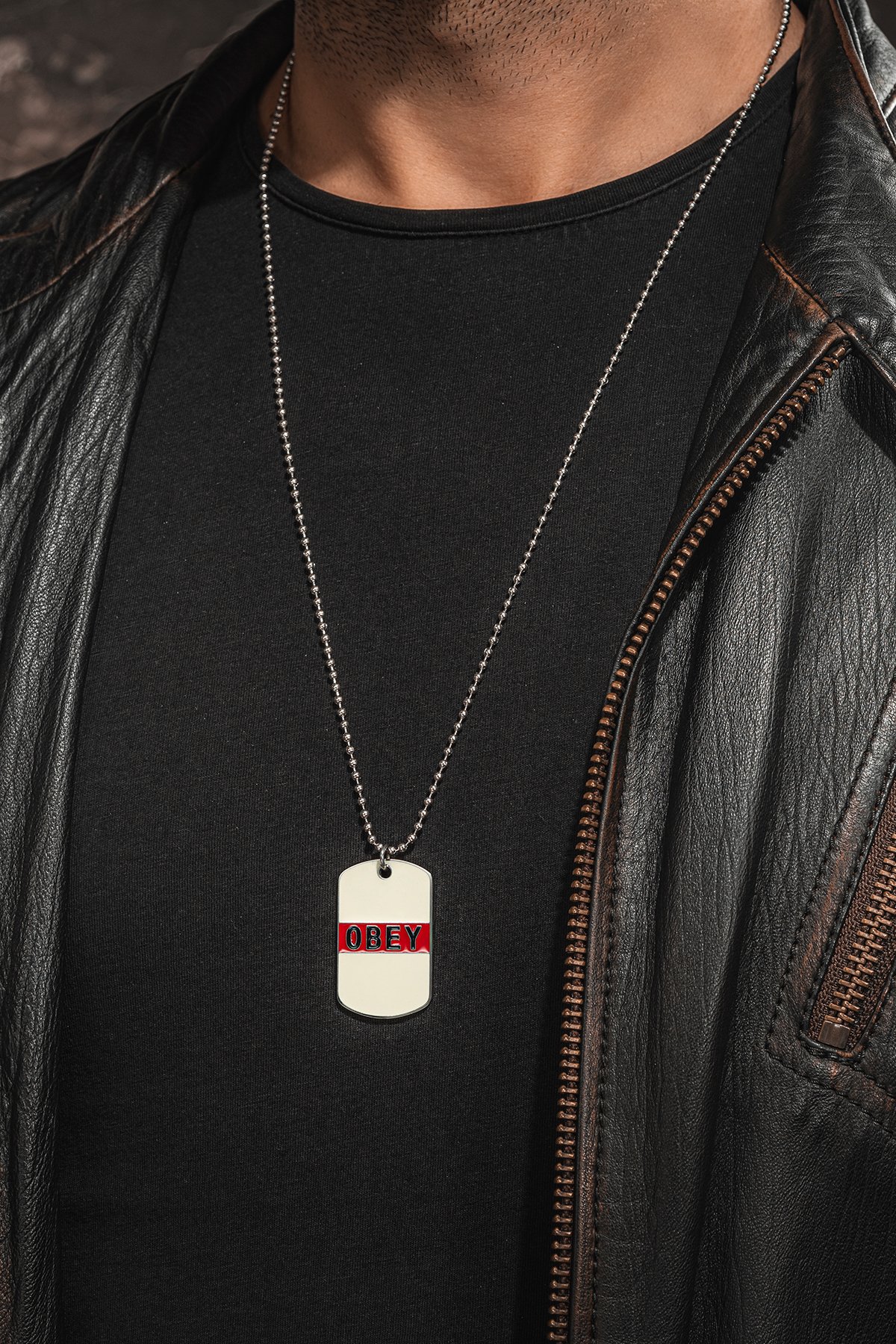 Urban Creed OBEY Yazılı Çelik Erkek Kolye Parlak Top Zincir 