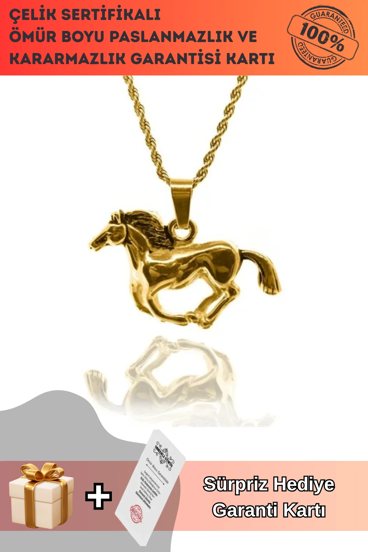 At Figür Erkek Bayan Çelik Kolye Çelik Burma Zincir CKLATLFIGUR-ALT