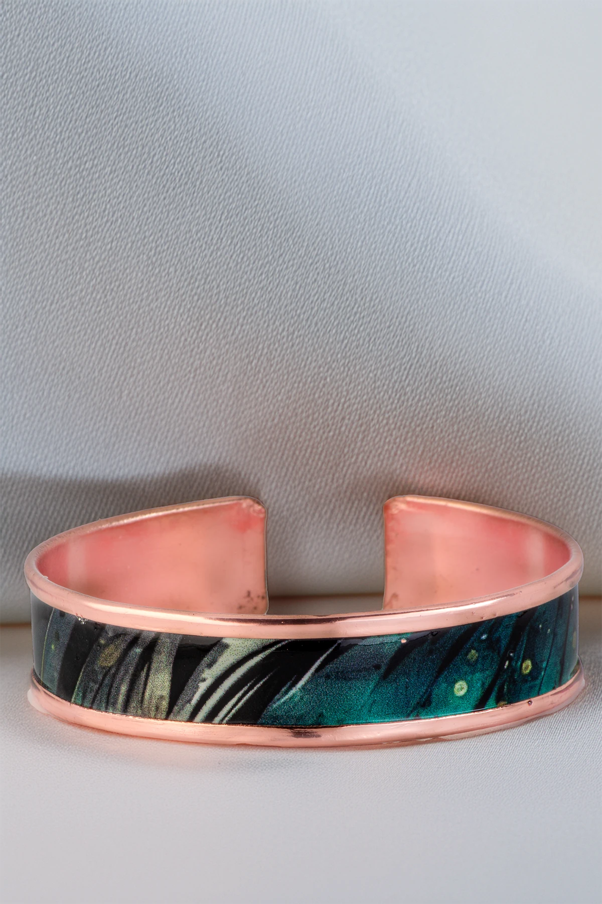 Kadın Bakır Bileklik Yüzük Set - Arianna Model Özel Baskı Metal Kutu Ve Kuvars Taşı