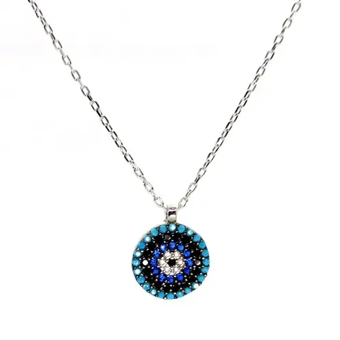 Evil Eye Bead Women's Silver Necklace Chain