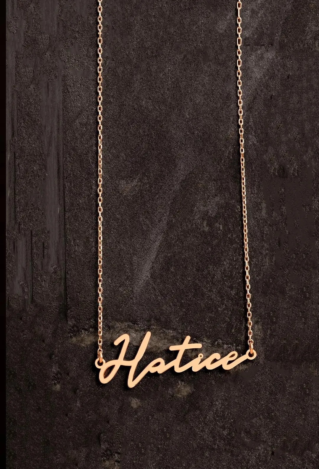 Women's Silver Necklace Rose Plated Hatice Engraved 925 K Silver Women's Necklace