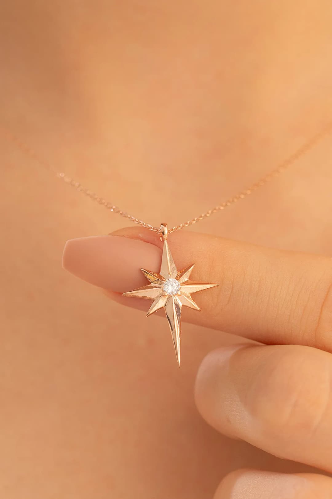 Women's Silver Necklace Zircon Stone-set Polar Star Motif Silver Necklace