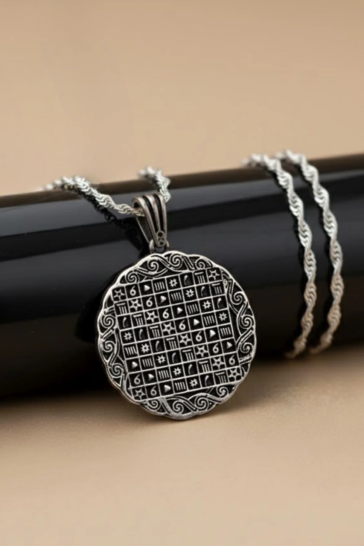 İsmi Azam Ve Yedi Ayetler Vefki Çift Taraflı Kadın Gümüş Kolye