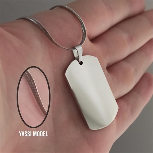Parlak Paslanmaz Çelik Dogtag İsim Yazılan Asker Künyesi Kolye 5mm