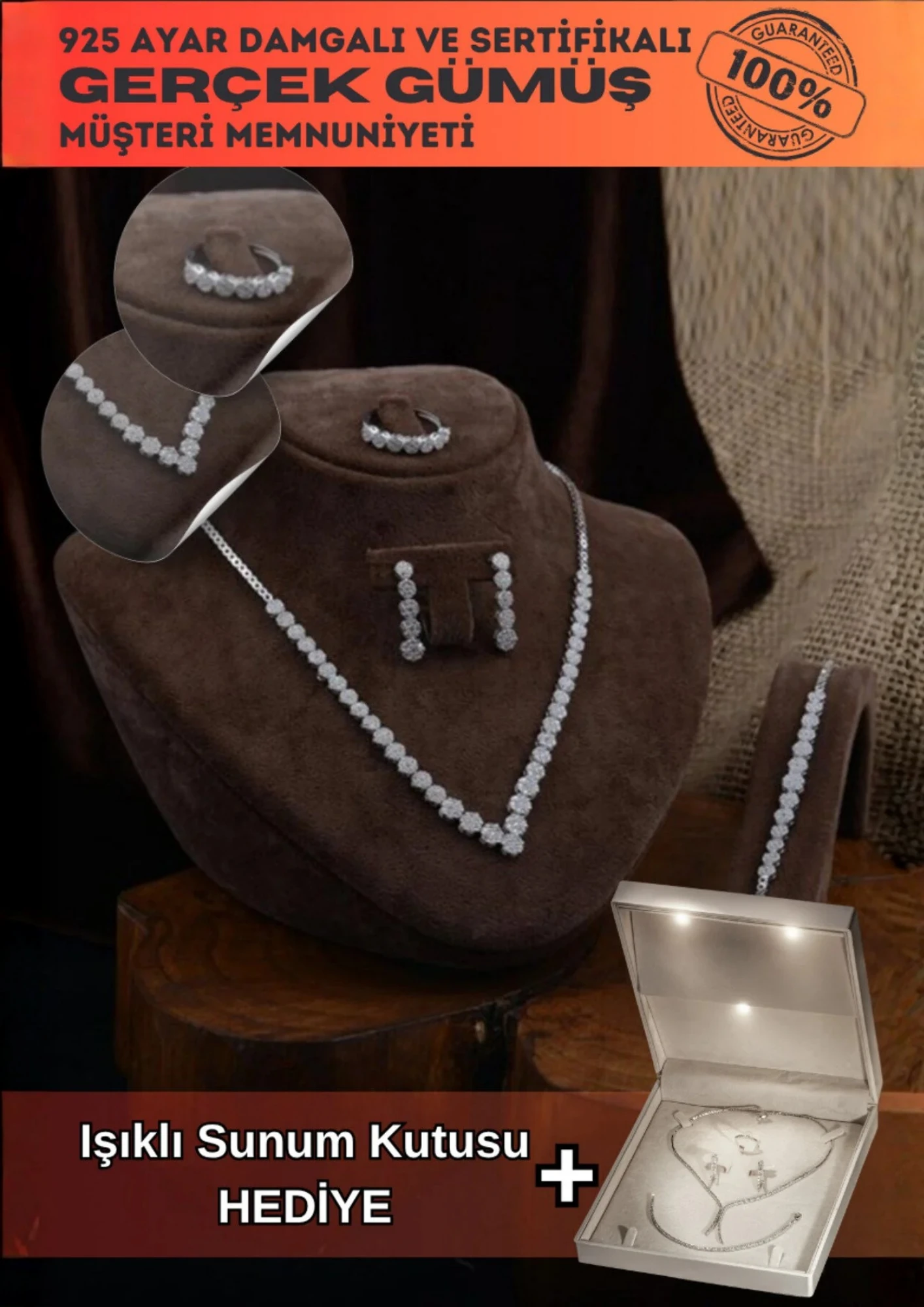 Ahsen Gümüş Su Yolu Set - Bileklik,Yüzük,Küpe,Kolye