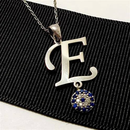 Personalized Initial Evil Eyelu Silver Necklace