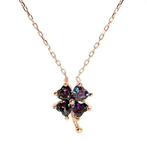 Mistik Topaz Stone-set Clover Women's Silver Necklace