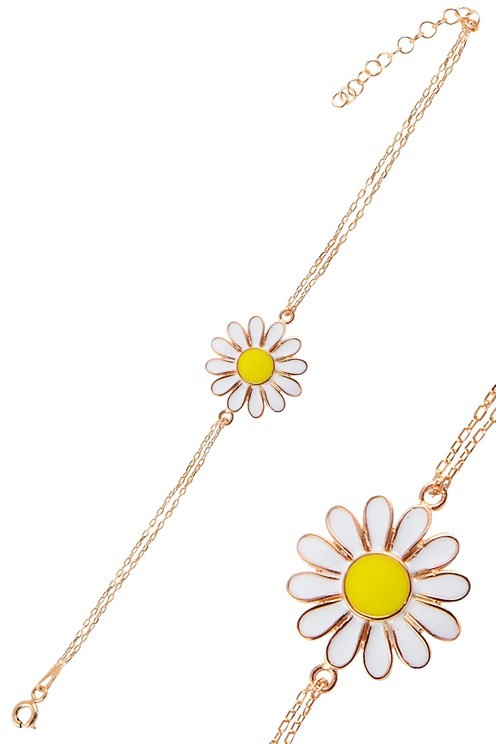 Rose Papatya Model Kadın Gümüş Bileklik GBLPPTYMDL1-ROS