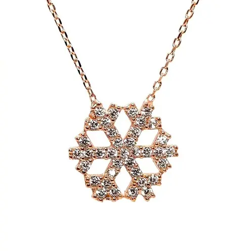Snow Flake Women's Silver Necklace Rose Color