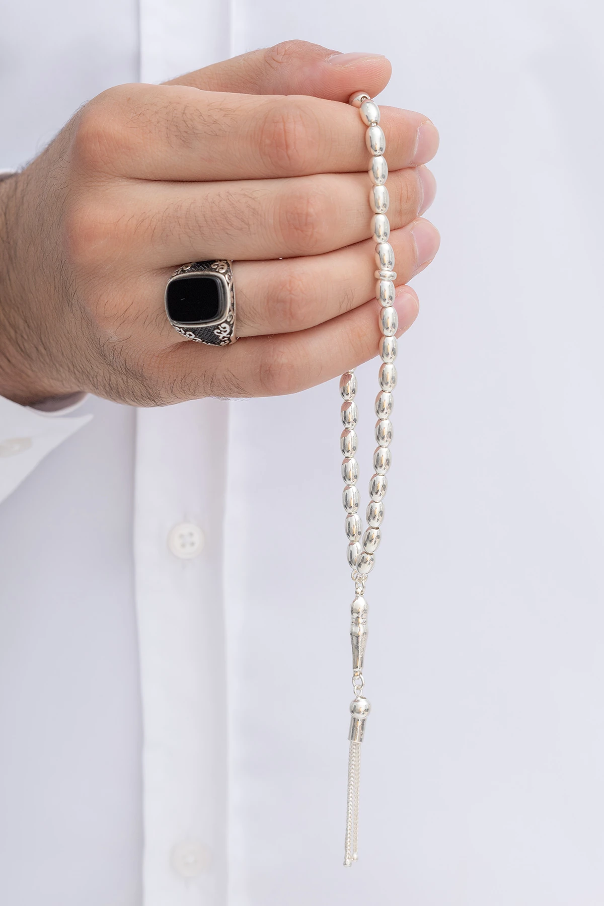 Gümüş Tespih Arpa Kesim Büyük Boy 24gr