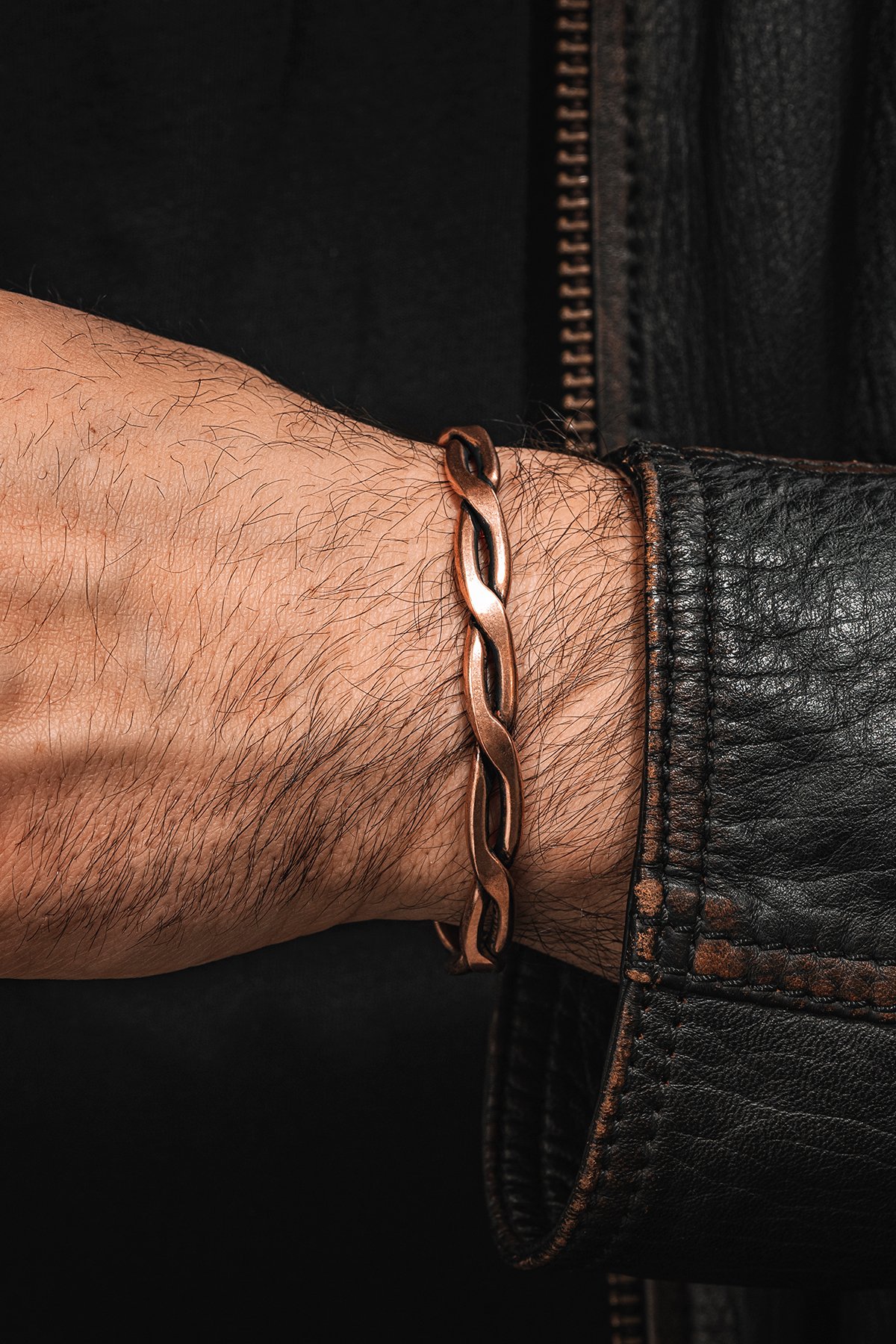 Copper Knit Bakır Kelepçe Bilezik Erkek Kadın Kuvars Taşı ve Metal Kutulu