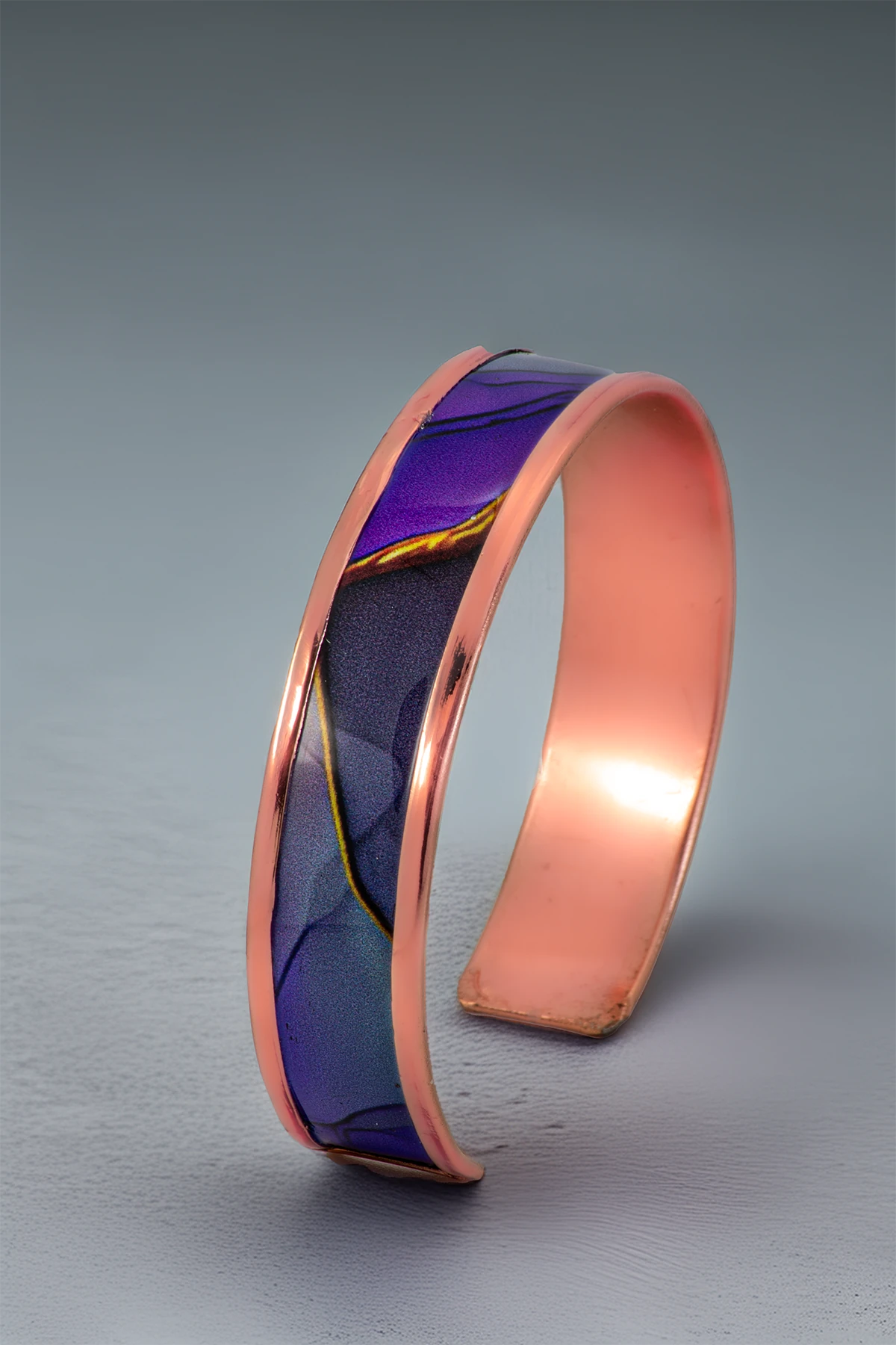 Kadın Bakır Bileklik Yüzük Set - Laura Model Özel Baskı Metal Kutu Ve Kuvars Taşı