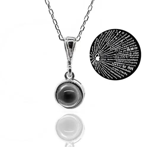 Women's Silver Necklace 100 Dilde Seni Seviyorum Engraved Women's Silver Necklace