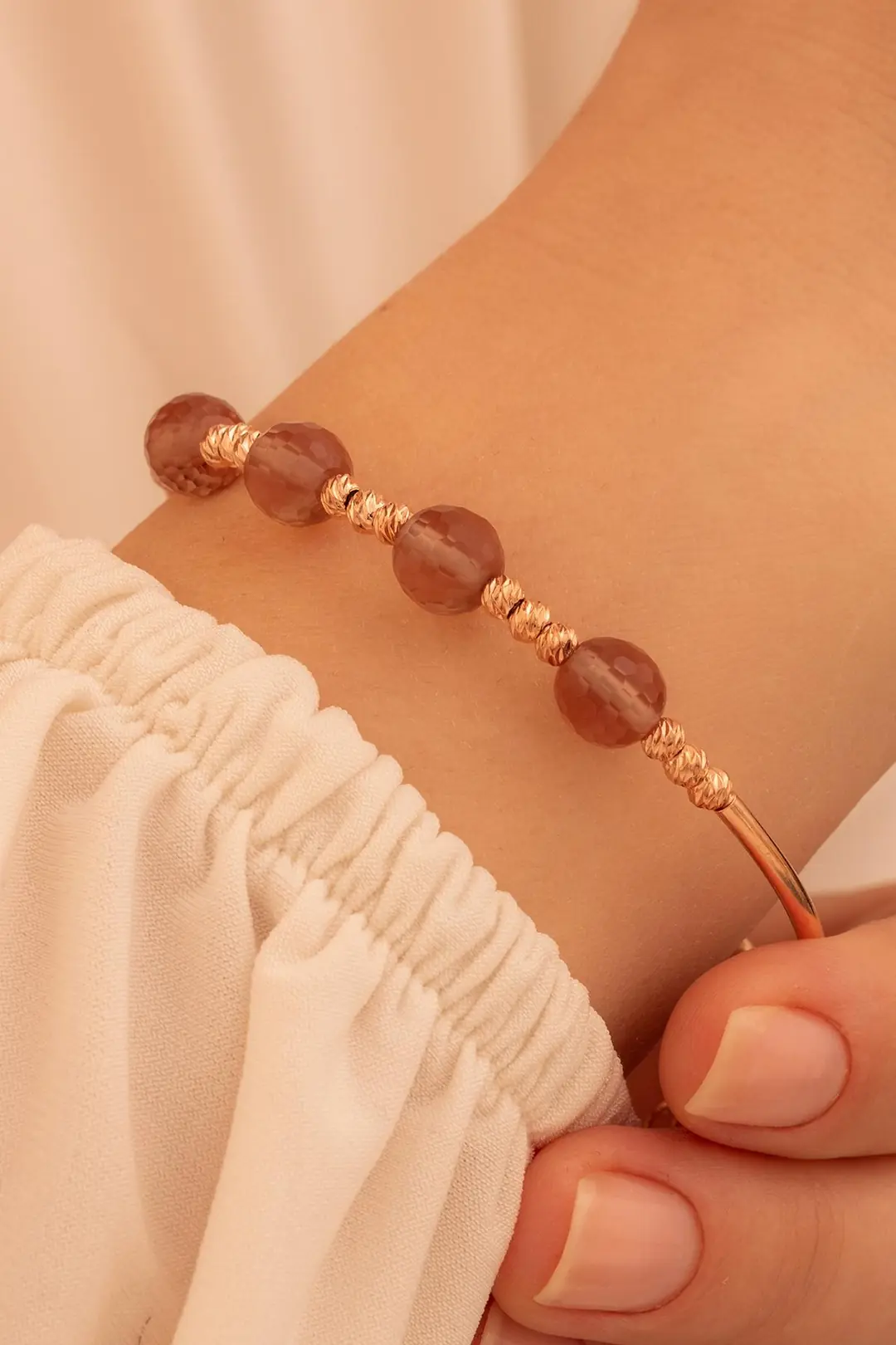Women's Silver Bracelet Rose Zultanit Stone-set Dorica Women's Bangle Her Bileğe Uyar