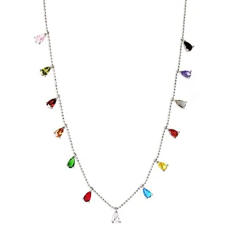 Mix Zircon Stone-set Women's Silver Necklace