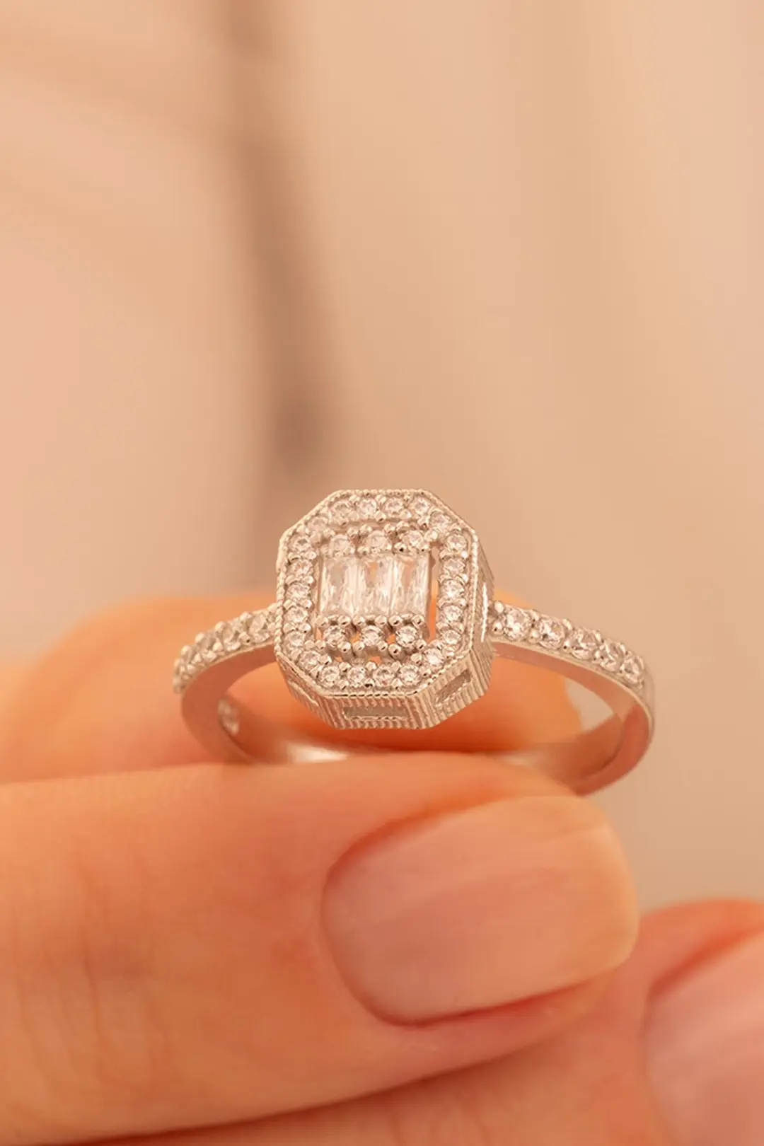 Women's Silver Ring Merlin Baguette Stone-set Women's Ring