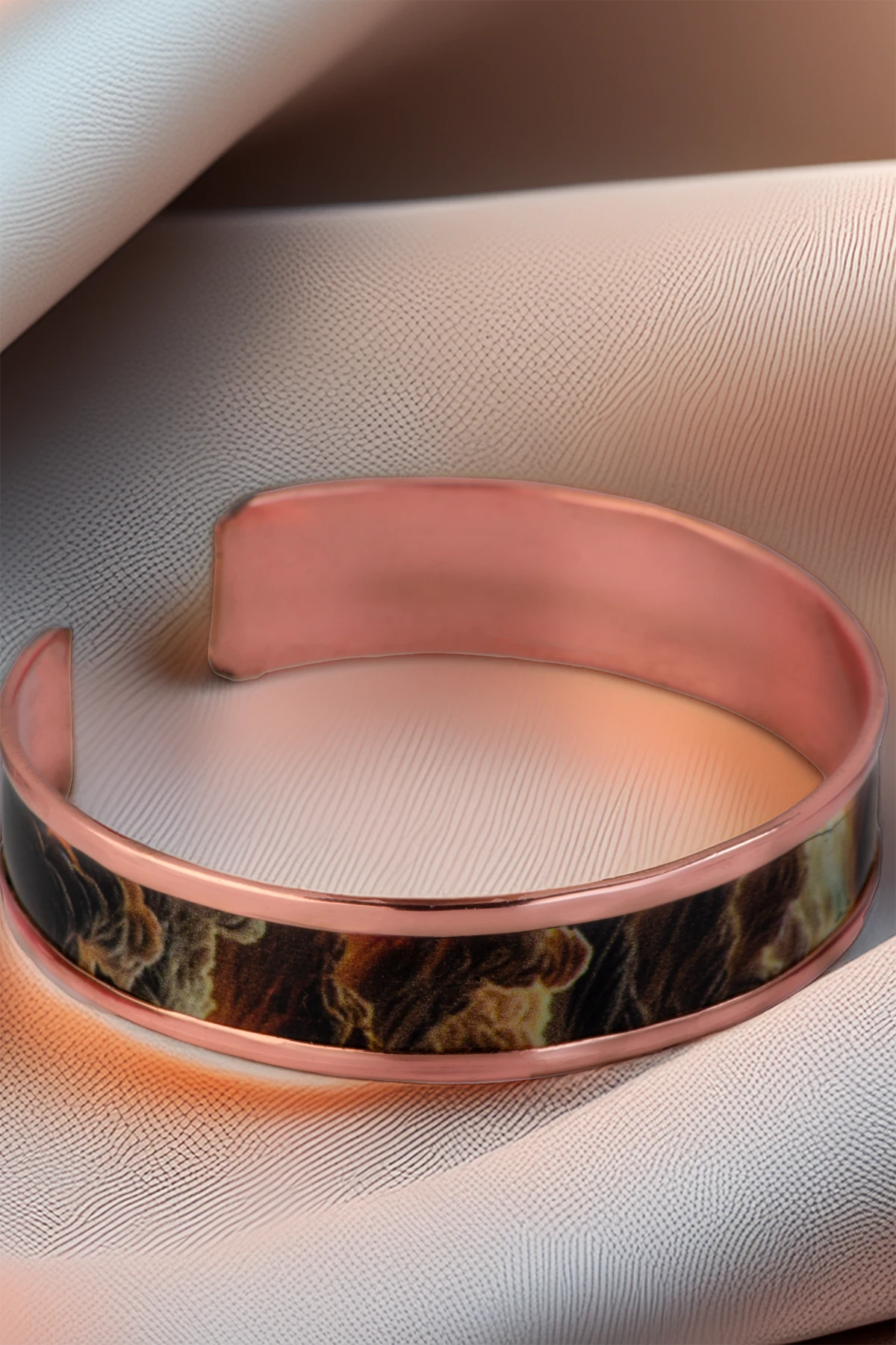 Kadın Bakır Bileklik Yüzük Set - Mia Model Özel Baskı Metal Kutu Ve Kuvars Taşı