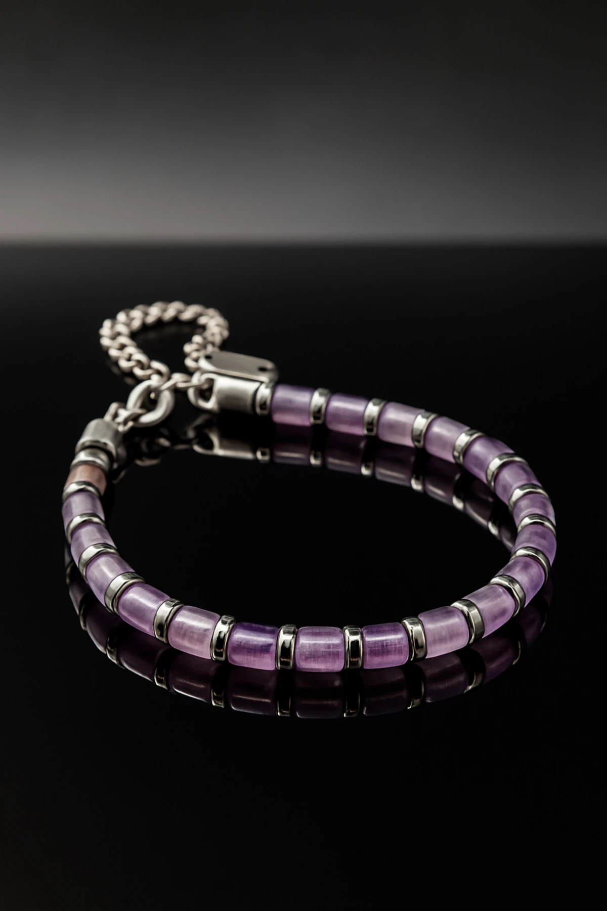 Erkek Çelik Bileklik - 8.5 mm Yassı Gurmet Zincir Oksitli Model Siyah Renk Erkek Bileklik