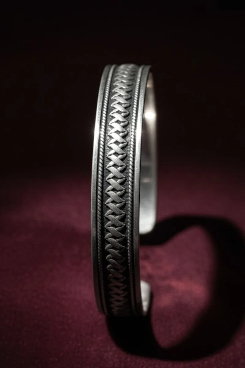 Erkek Gümüş Bileklik -Otantik Tasarım Erkek Gümüş Kelepçe Bileklik