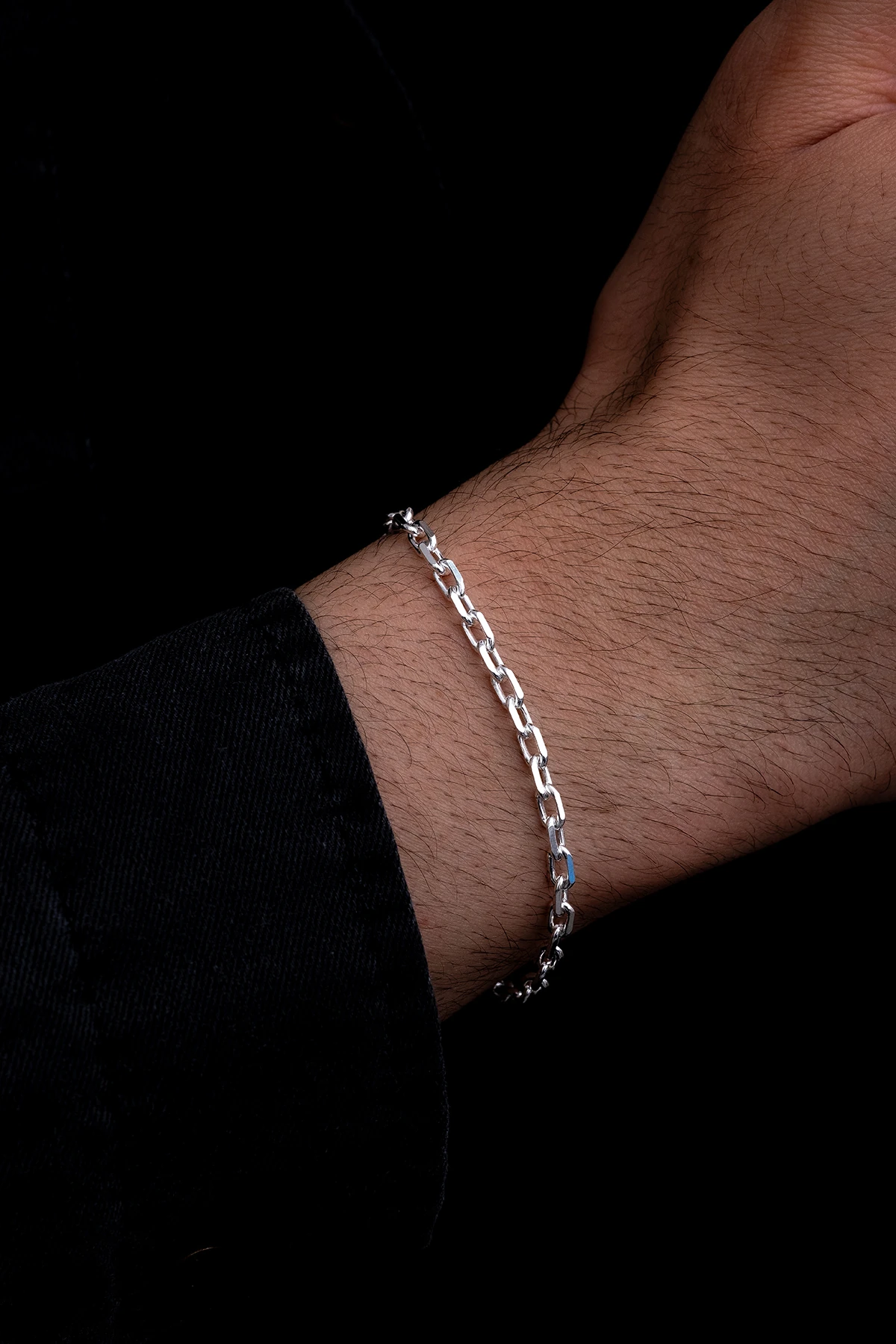 Erkek Gümüş Bileklik - 4.5 mm Forse Zincir Gümüş Bileklik