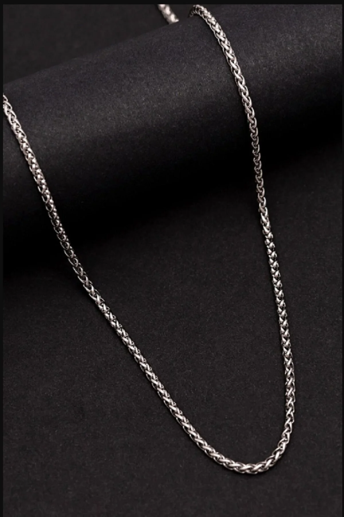 Yuvarlak Kral Model Çelik Erkek Kolye Zincir 3mm Orta Kalınlıkta