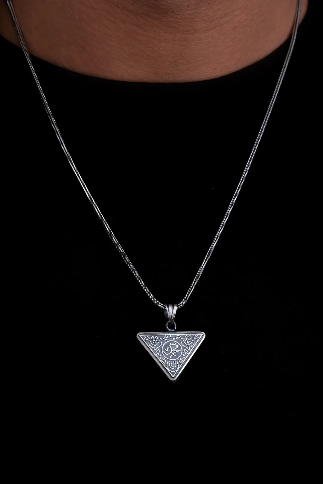 Muhammed Engraved Içerisinde Cevşen Bulunan 2 Silver Amulet Men's Necklace Chain