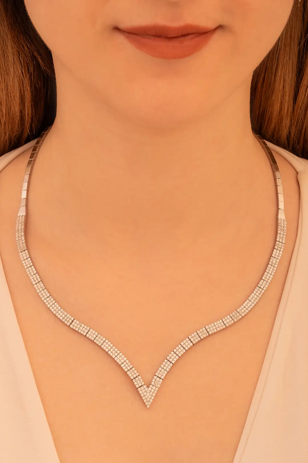 Women's Silver Necklace Zircon Stone-set Paris 925 K Silver Women's Necklace