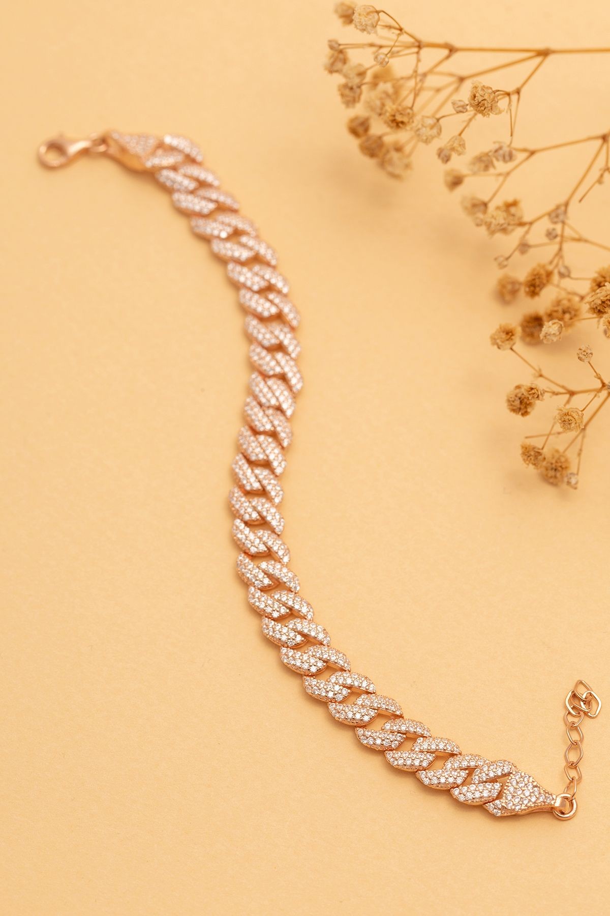 Zirkon Taşlı Rose Gurmet Model Gümüş Bileklik