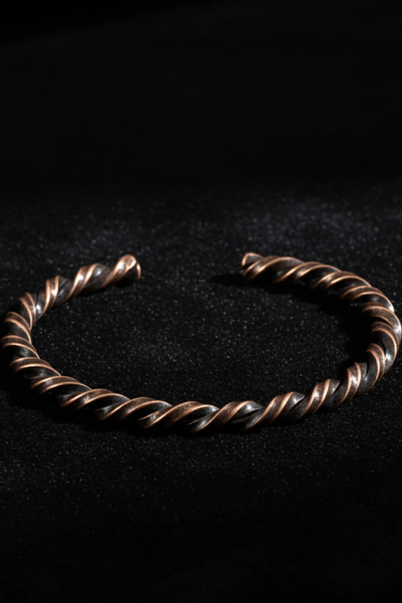 Tork Model %100 Saf Bakır Erkek Kadın Bileklik – Metal Kutu ve Doğal Taşlar