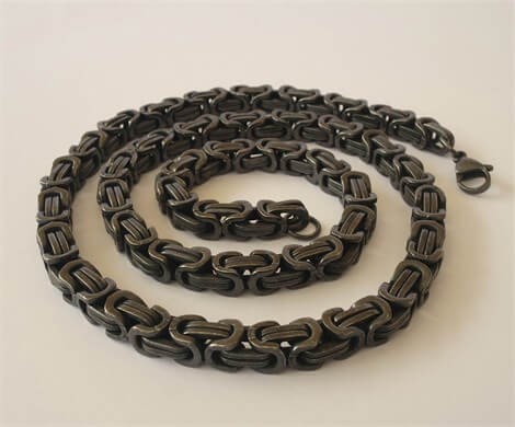 Retro Kirli Mat Siyah Erkek Çelik Kral Kolye 7mm Kalın Model