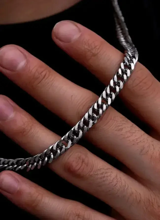 Erkek Çelik Kolye - 9 Mm Sık Örüm Gurmet Zincir Çelik Kolye