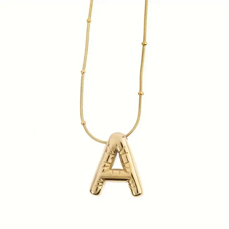Women's Steel Necklace Gold Plated A Letter Balon Letter Women's Necklace