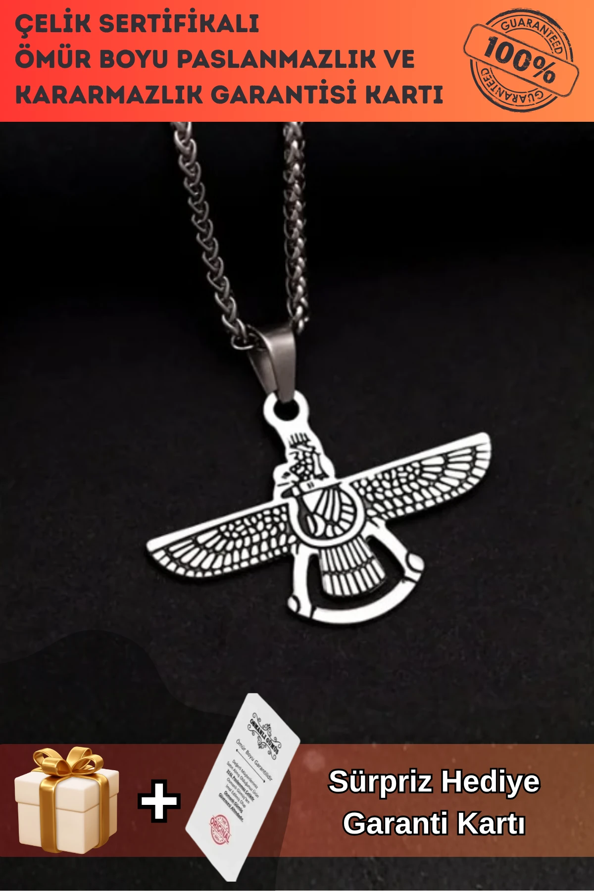 Ahura Mazda Erkek Kolye - Kadın Kolye - Ahura Mazda Model Çelik Kolye