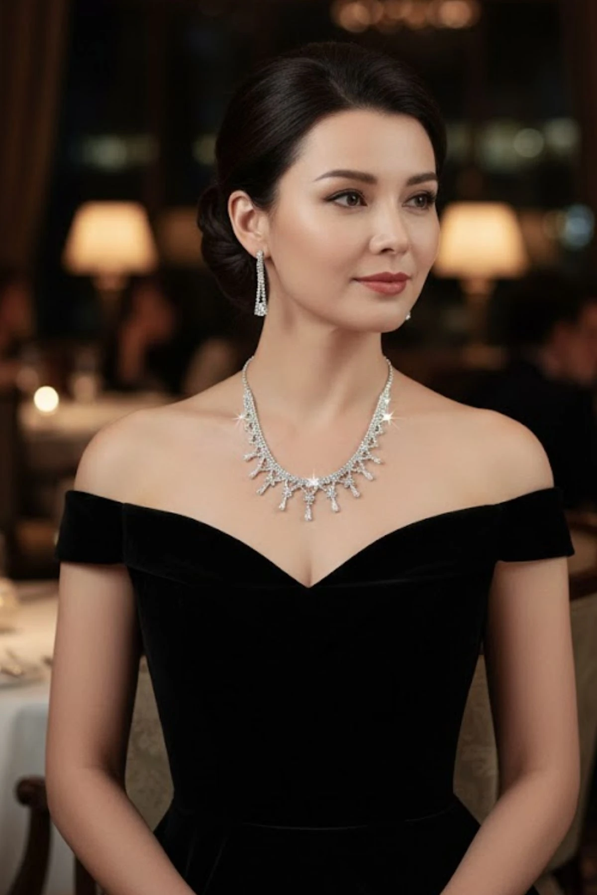 Kadın Bijuteri Kolye Küpe Set - Martina Model Baget Taşlı Zarif Su Yolu Set