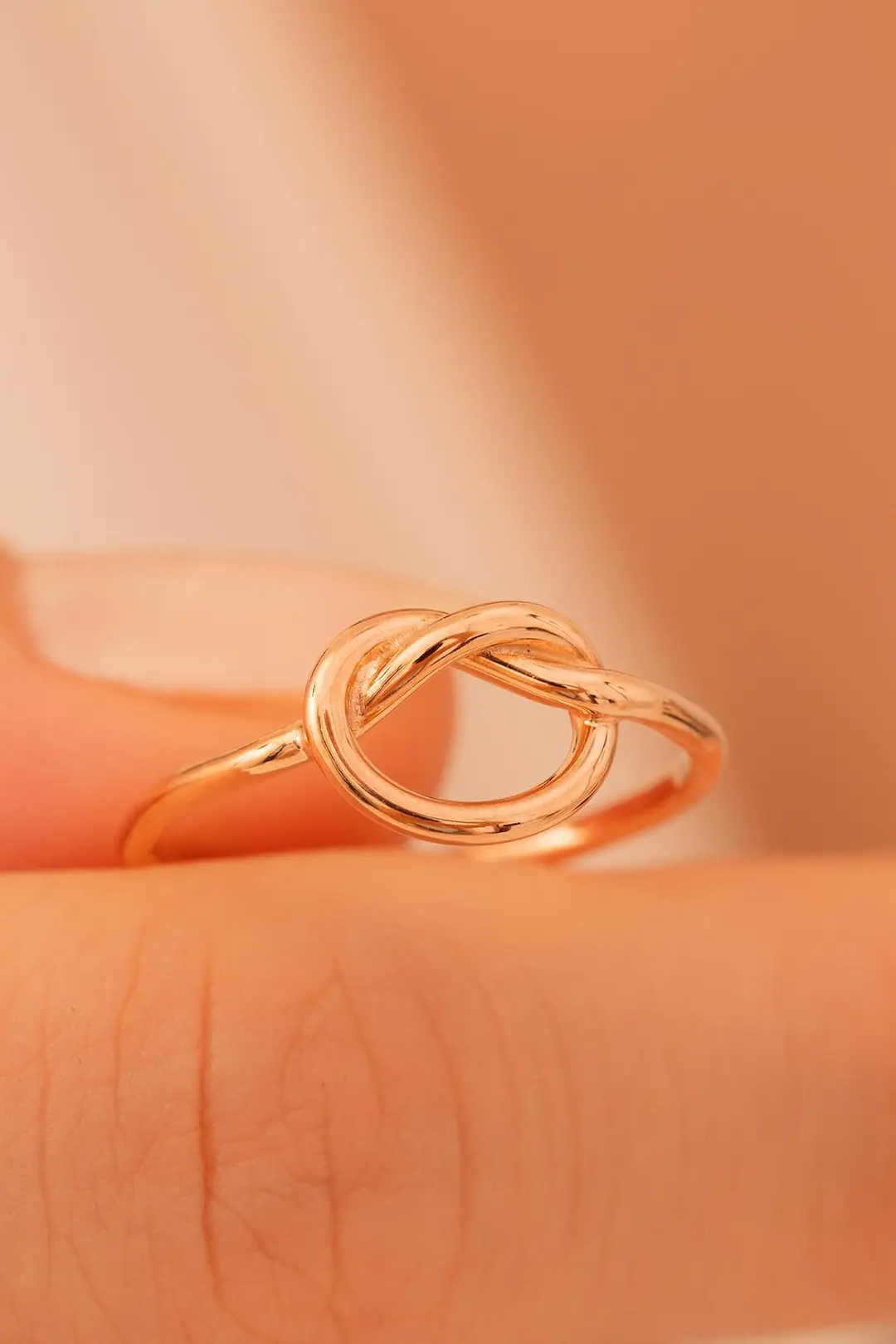 Women's Silver Ring Handcrafted Rose Plated Love Knot 2 Women's Ring