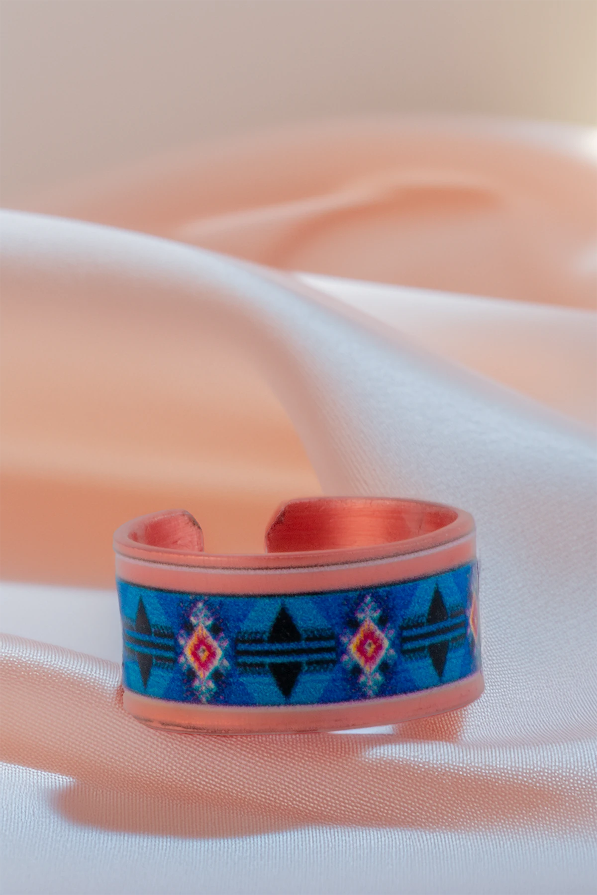 Kadın Bakır Bileklik Yüzük Set - Zaira Model Özel Baskı Metal Kutu Ve Kuvars Taşı