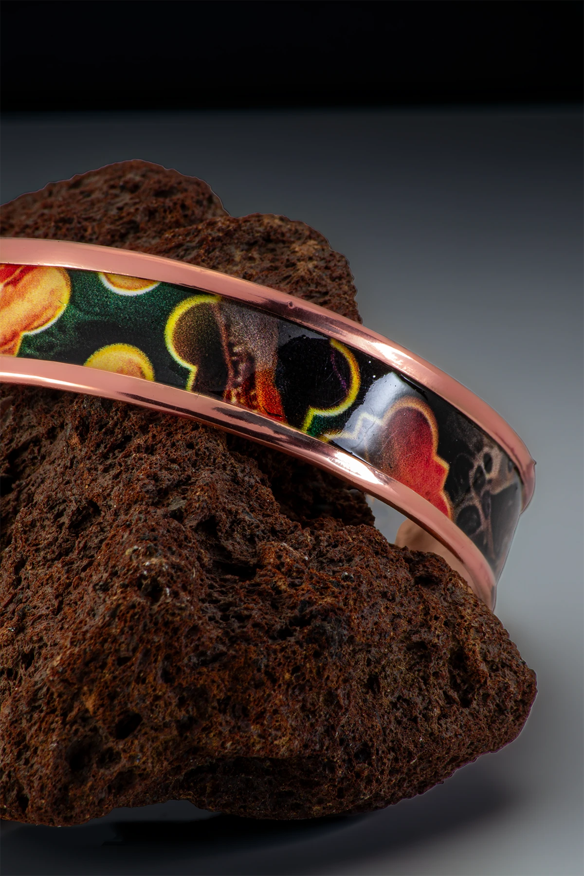 Kadın Bakır Bileklik Yüzük Set - Ester Model Özel Baskı Metal Kutu Ve Kuvars Taşı