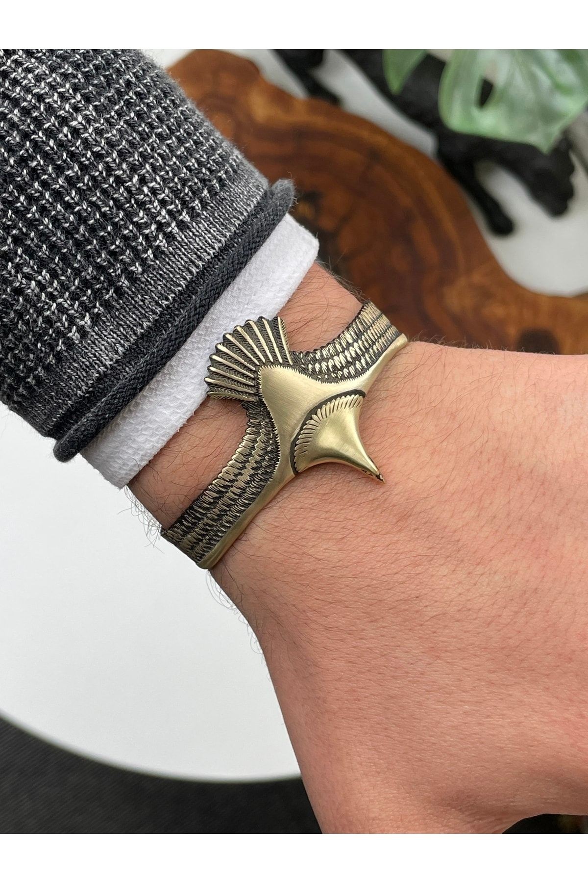 Erkek Bileklik - Metal Erkek Bileklik - Erkek Bileklik - Kartal Model-Gold