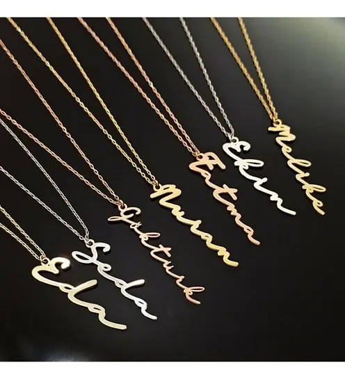 Personalized İmza Name Yazılan Women's Silver Necklace Chain