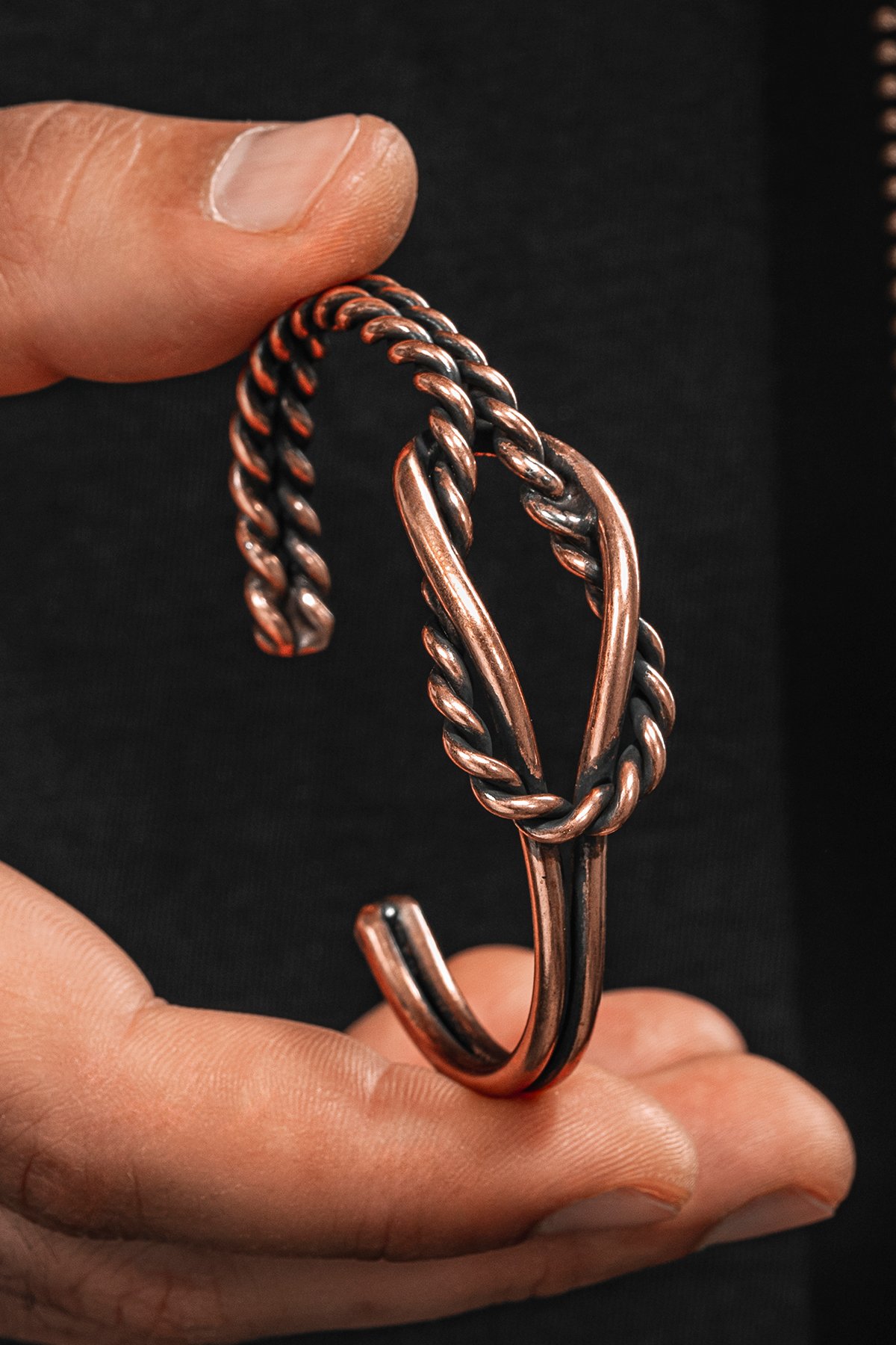 Sevgi Düğümü Bakır Bileklik Bilezik Kelepçe Erkek Kadın Kuvars Taşlı Metal Kutulu