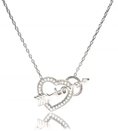 Heart Oklu Love Women's Silver Necklace Orta Size