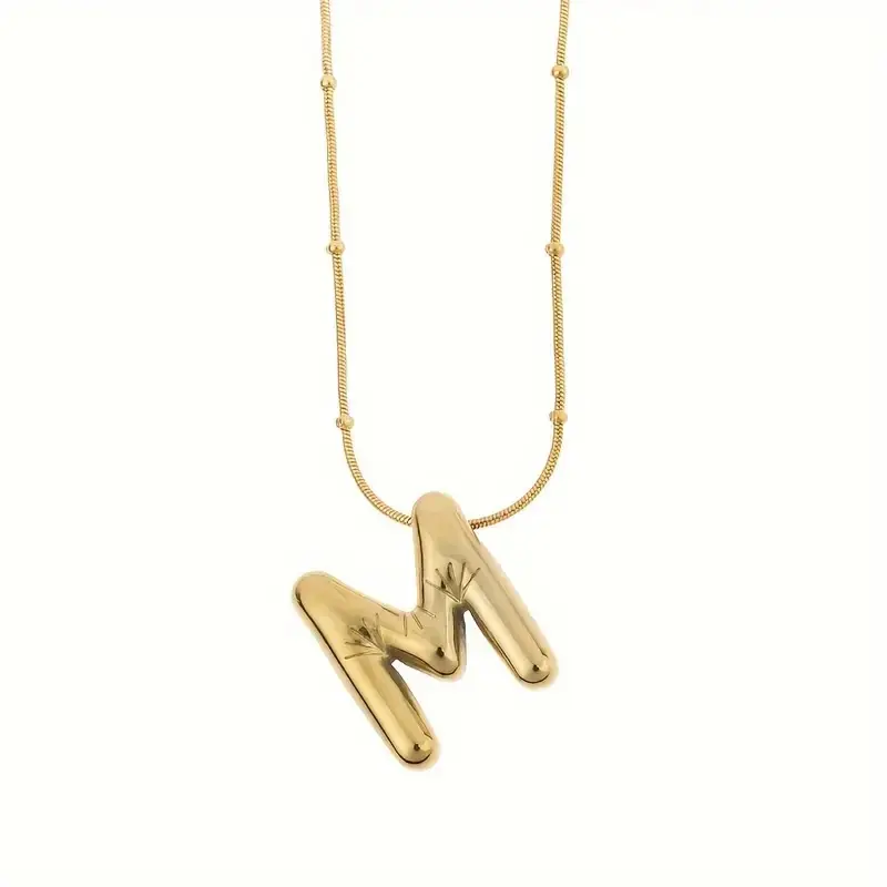 Women's Steel Necklace Gold Plated M Letter Balon Letter Women's Necklace