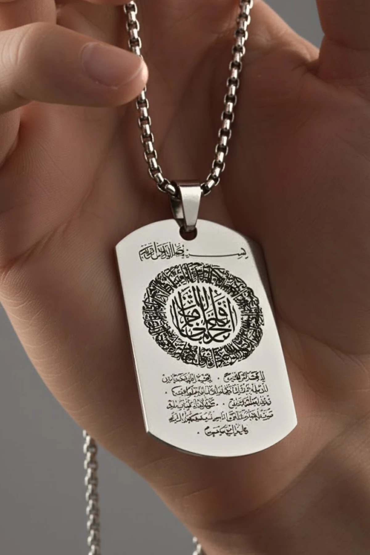 Fetih Süresi Erkek Çelik Kolye Zincir