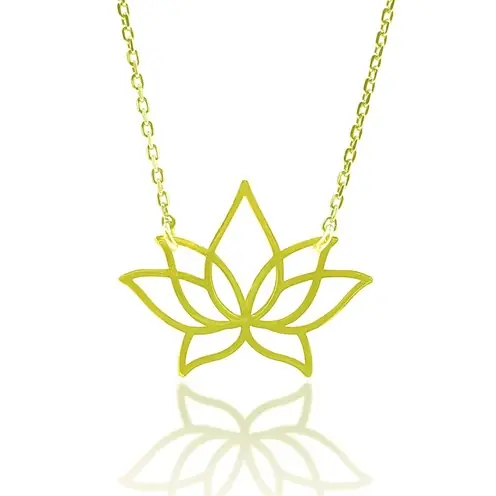Lotus Flower Gold Color Women's Silver Necklace