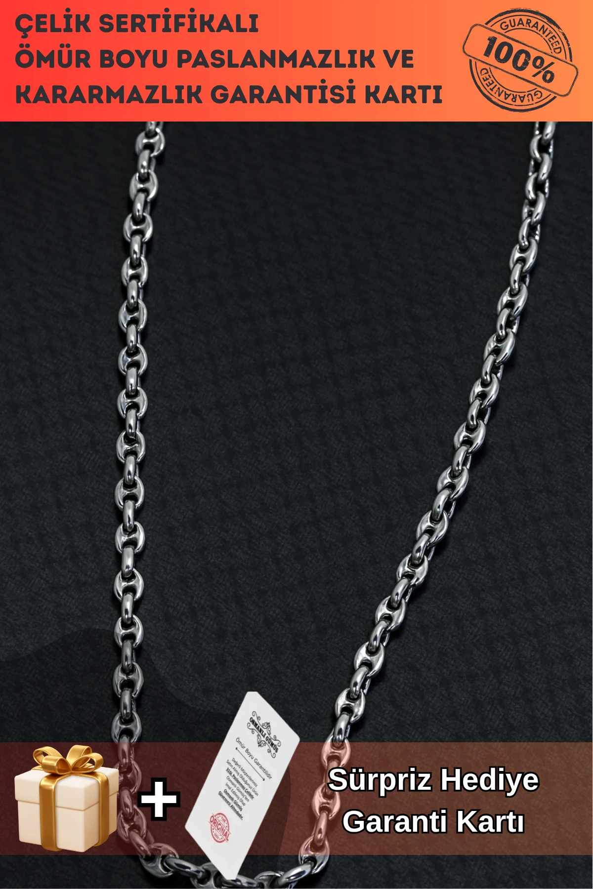 Erkek Çelik Kolye - İnce Gemici Zincir Model Parlak Ömür Boyu Paslanmaz Kararmaz Dayanıklı Tasarım