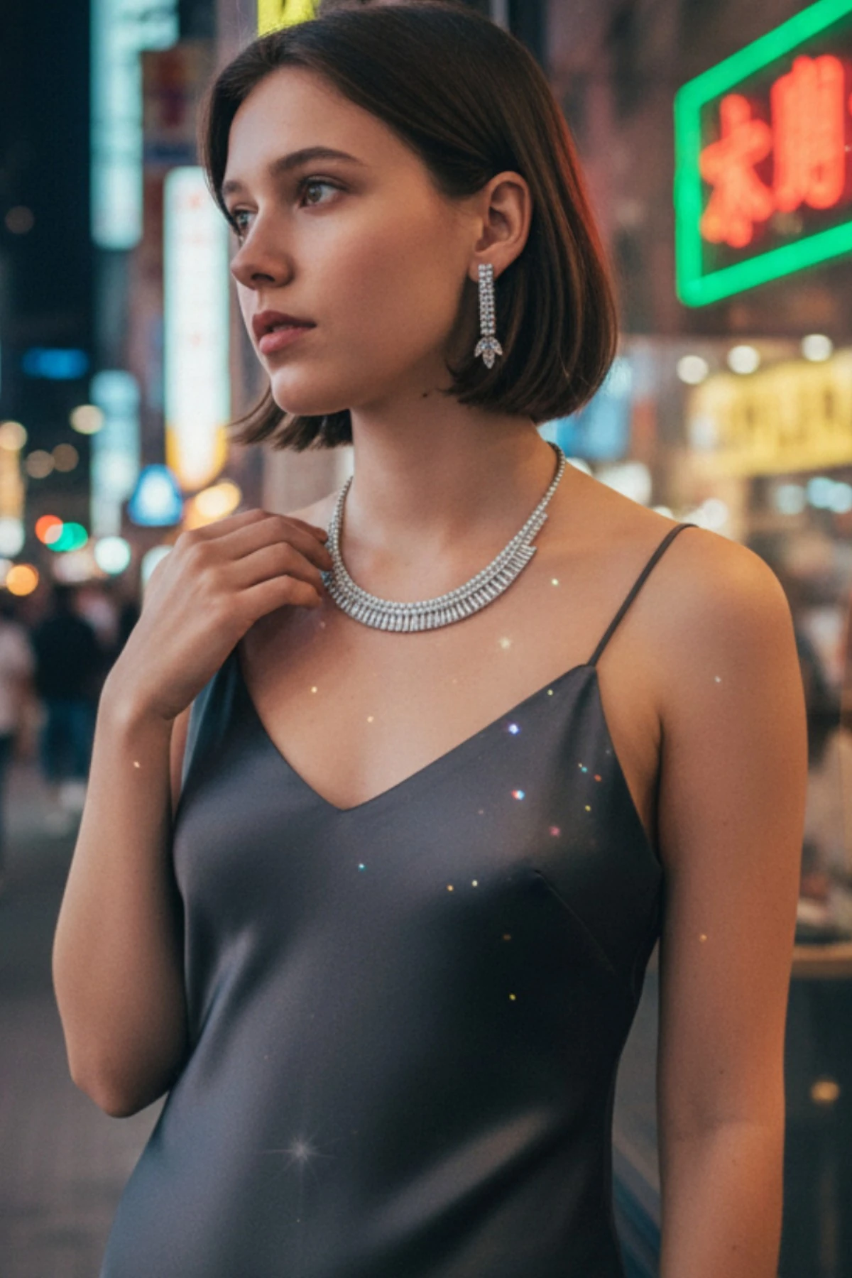 Kadın Bijuteri Kolye Küpe Set - Carolina Model Baget ve Zirkon Taşlı Zarif Su Yolu Set