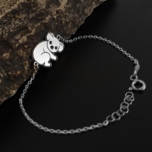 Koala Modelli Bayan Gümüş Bileklik GBLPANDABLK-BYZ