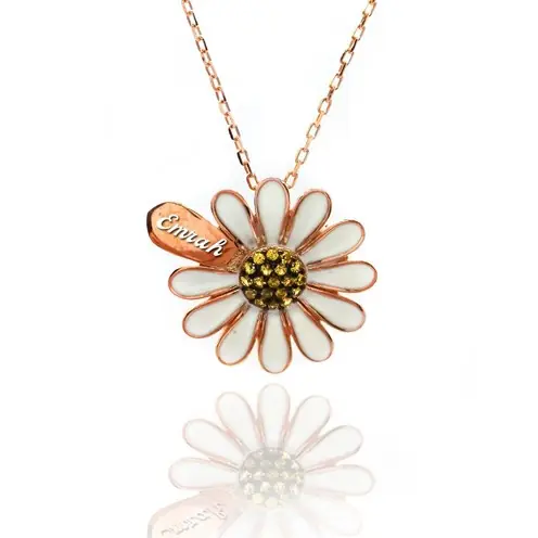 Name Daisy Leaf Flower Women's Silver Necklace GKLPAPATISM-BYZ