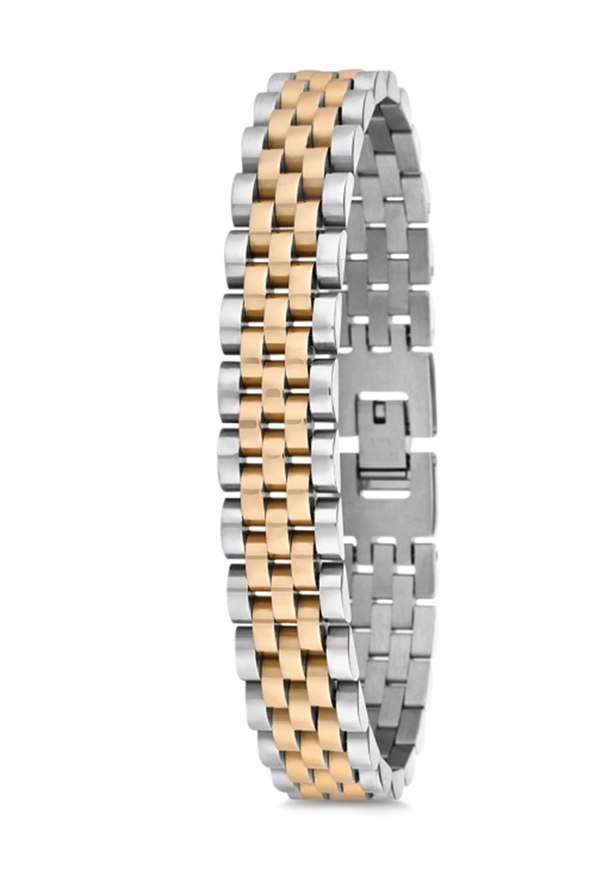 Çelik Bileklik - Sarı Rolex Model Lüks Bukle Erkek Çelik Bileklik