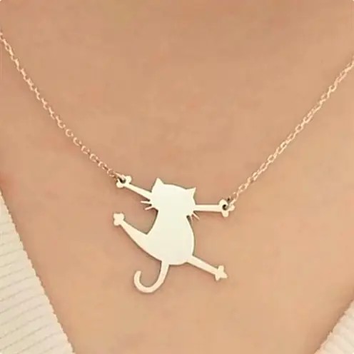 Women's Cat 925 K Silver Necklace 14 Şubat Sweethearts Günü Gift